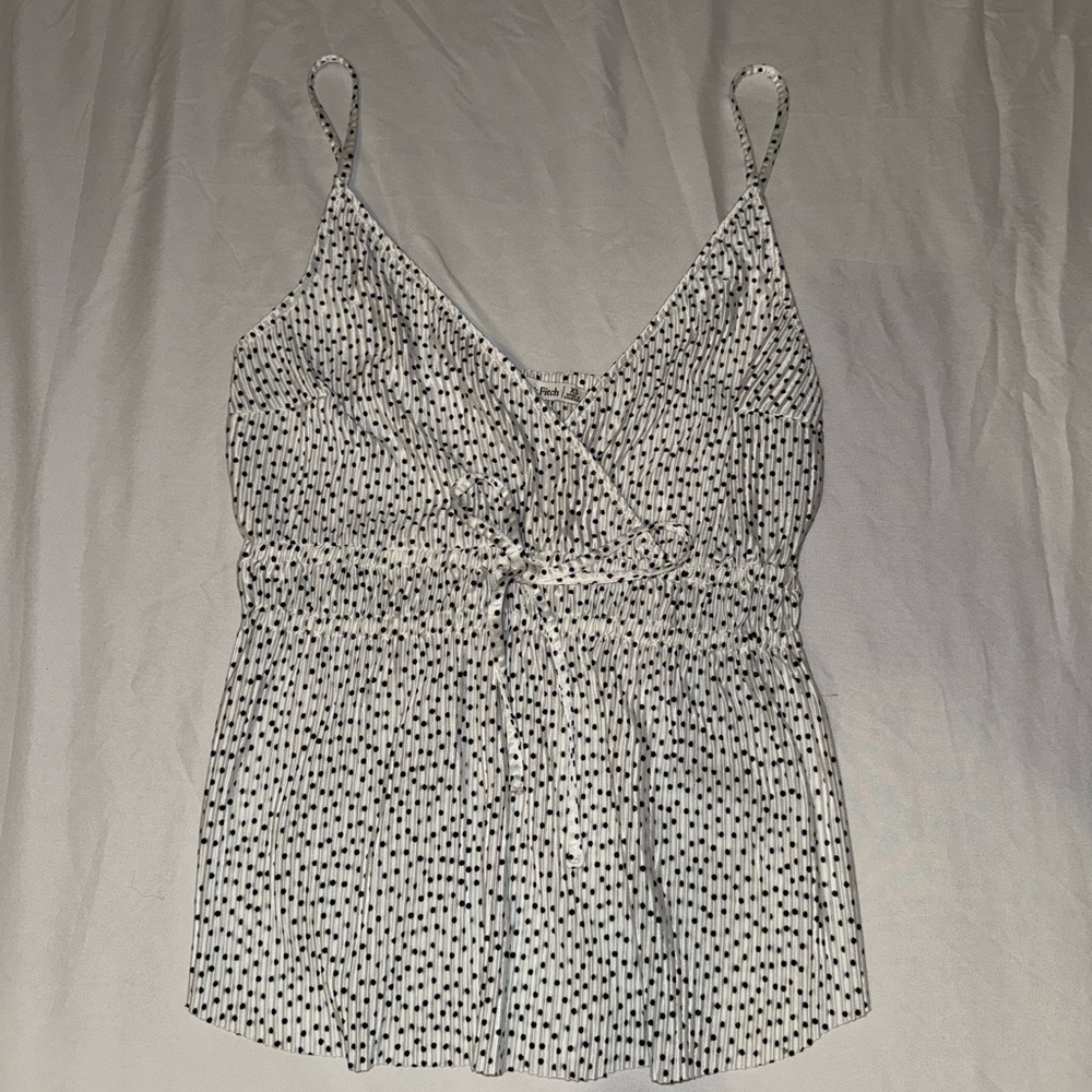 White and Black Polka Dot Women's Top